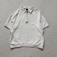 【希少】HUF ハーフジップスウェット 半袖 刺繍センターロゴ ホワイト Mのサムネイル