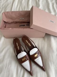 MIU MIU バイカラー スリングバック パンプス　ミュール MIU MIU バイカラー スリングバック パンプス ミュール - メルカリ
