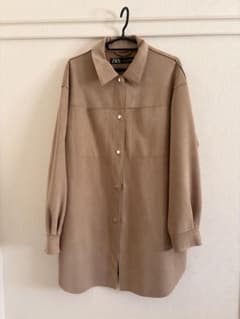 ZARA フェイクスエード シャツジャケット　ベージュ Mのサムネイル