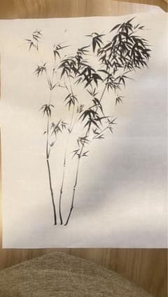 水墨画 竹の図 肉筆 墨絵 - メルカリ