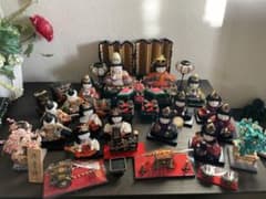 レトロ アンティーク木目込十五人飾り コンパクトサイズ雛人形 清峯作