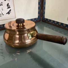 copper100 新光金属 中古品純銅製 片手鍋 木柄 蓋付き 調理器具 - メルカリ