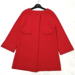 J&M DAVIDSON　ロングコート　羽織り　フレア　ゆったり　レッド　人気 J&M DAVIDSON ロングコート 羽織り フレア ゆったり レッド 人気