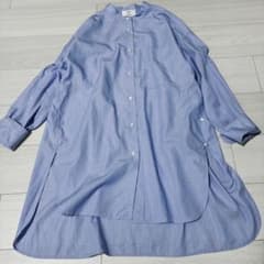 プルミエアロンディスモン コットンシャツ バンドカラー ストライプ 