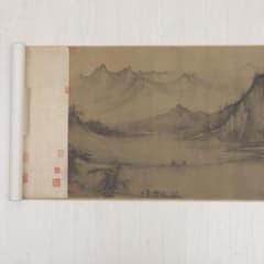 宋　許道寧 「漁舟唱晩図」 絹本 共箱 二玄社　国立故宮博物院蔵 宋 許道寧 「漁舟唱晩図」 絹本 共箱 二玄社 国立故宮博物院蔵 - メルカリ