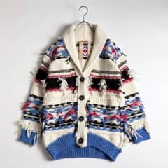 美品　N°21　モヘヤ混　フェアアイル　ビジュー　ショールカラー　カーディガン 美品 N°21 モヘヤ混 フェアアイル ビジュー ショールカラー