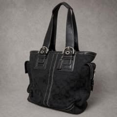 【極美品】COACH トートバッグ シグネチャー SOHO ソーホー ブラック COACH コーチ シグネチャー トートバッグ黒 キャンバス ソーホー A4可