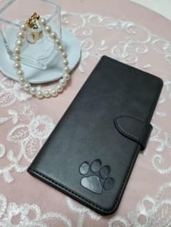 スムースレザー加工ケース☆iPhone 14 肉球☆焼印手帳ケースのサムネイル