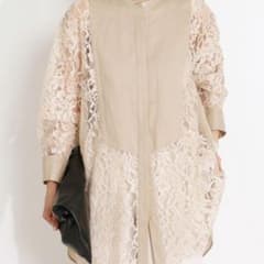 極美品＊VERMEIL par iena リバーレース バンドカラー シャツ 麻 VERMEIL par iena リバーレースバンドカラーシャツ - メルカリ