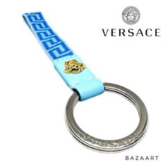美品】ヴェルサーチェ キーリング ラ グレカ メデューサ ブルー