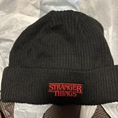 신품 GU STRANGER THINGS 비니 니트 모자 블랙 프리 사이즈