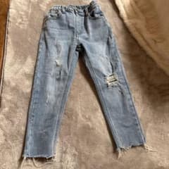 ダメージ加工デニムパンツ Mサイズ 薄い青のサムネイル