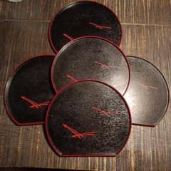 円形皿 5枚セット 黒地 お正月祝い事のサムネイル