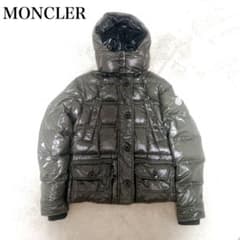 美品】モンクレール ダウンジャケット ダークグリーン ワッペン フード