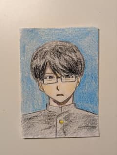 【色鉛筆原画】 イラスト 学生服　メガネ男子のサムネイル