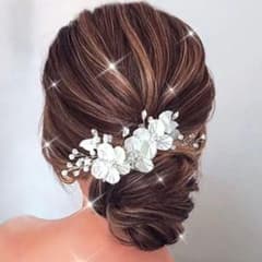 ヘッドドレス　ウェディング　ヘアアクセサリー　髪飾り 白 ホワイトのサムネイル