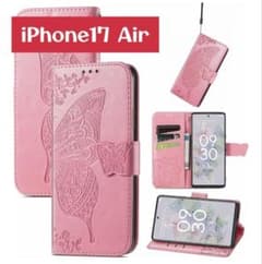 iPhone17 Air 스마트폰 케이스 수첩형 핑크 스탠드 기능 카드 수납