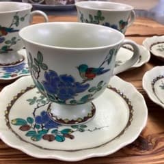 九谷焼花鳥図 カップ＆ソーサー 5客セットのサムネイル