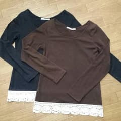 ☆ミオ様専用☆OLIVEdesOLIVE 裾レースロングTシャツ2枚セットのサムネイル