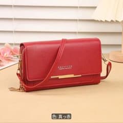スマホショルダーバッグ レディース 財布 ウォレット レッドのサムネイル