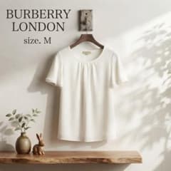 BURBERRY バーバリーロンドン 半袖 カットソー M 白 ギャザー袖 美品