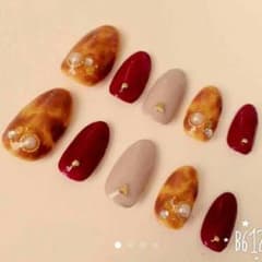 ネイルチップ♡べっ甲 ボルドーのサムネイル