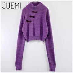 ジュエミ チャイナニット ショート丈 パープル 韓国ファッション 洗える 綿混