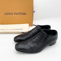 A18208 美品 ルイヴィトン LVロゴメダリオン レザーシューズ 黒7.5