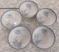 花柄 ボウル 5個セット ブルー ホワイト レトロ上品　皿のサムネイル