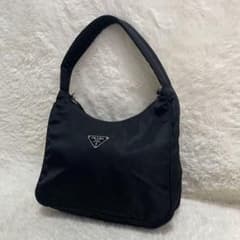 極美品 プラダ アクセサリーポーチ ハンドバッグ 三角ロゴ ナイロン 大 