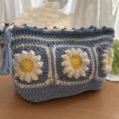 ハンドメイド 手編みポーチ ブルー系 m31302279784_1.jpg?1764979240