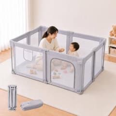 ✨美品✨ベビーサークル 折りたたみ式 メッシュタイプ120×160cm グレーのサムネイル