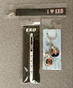 EXO 시우민 키링 홀로그램 키 홀더 볼펜 세트