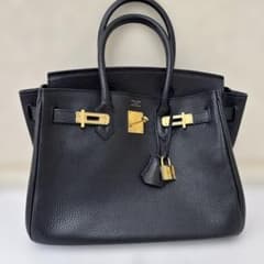 Nさま専用 ブラックレザー ハンドバッグ 南京錠付きのサムネイル