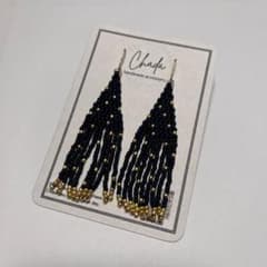 【ドット×ブラック×ゴールド】ビーズピアス イヤリング変更可【No.039】のサムネイル