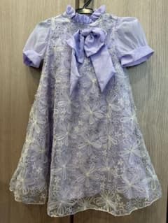キッズ フォーマルドレス パープル 花柄刺繍のサムネイル