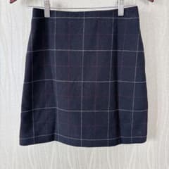 美品✨ユニクロ ウールブレンド ミニスカート 紺 チェック ウエスト61