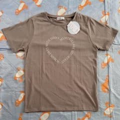 ノーブランド プリント Tシャツ カットソー ハート ブラウン系 L 新品