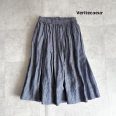 美品✨ヴェリテクール Veritecoeur リネンデニムギャザースカート 美品✨ヴェリテクール Veritecoeur リネンデニムギャザースカート
