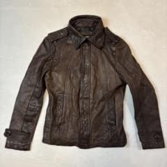 【高級馬革】5351プールオム　シングルライダース レザージャケット ブラウン 高級馬革】5351プールオム シングルライダース レザージャケット