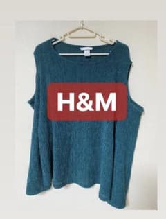 H&M ニット　肩出し　深緑のサムネイル