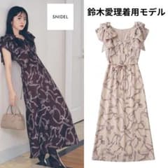 鈴木愛理着用✨】SNIDELリボンスリーブデザインワンピース AラインM 