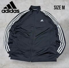 adidas】トラックジャケット ジャージ ブラック 3ライン M 刺繍ロゴ