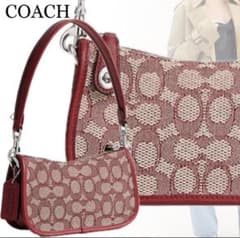 新品未使用　Coach スウィンガー20 ジャガード レッド 赤 シグネチャー 新品未使用 Coach スウィンガー20 ジャガード レッド 赤 シグネチャー