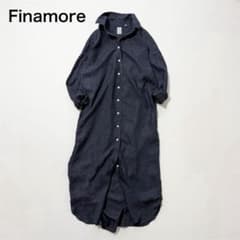 美品 フィナモレ リネンシャツワンピース ロング 40 グレー フィナモレ リネン100% ロングシャツ ワンピース 40 - メルカリ