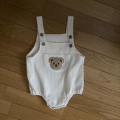 ホワイト クマ刺繍ロンパース 80のサムネイル