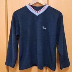 90s オールド ステューシー☆ロゴ刺繍 Vネックパイル地 カットソー 