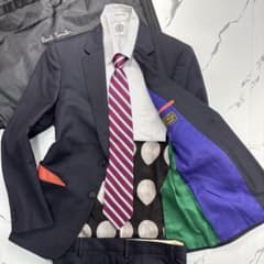 未使用級☆現行☆ロロピアーナ×ポールスミス スーツ 黒 裏地風船