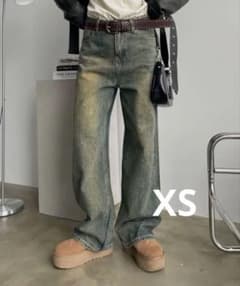 SHAGGIE オーロララインストーン付きヴィンテージルーズデニムパンツ XSのサムネイル