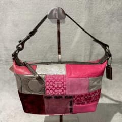 Coach Signature Patchwork Pink Hand Bag